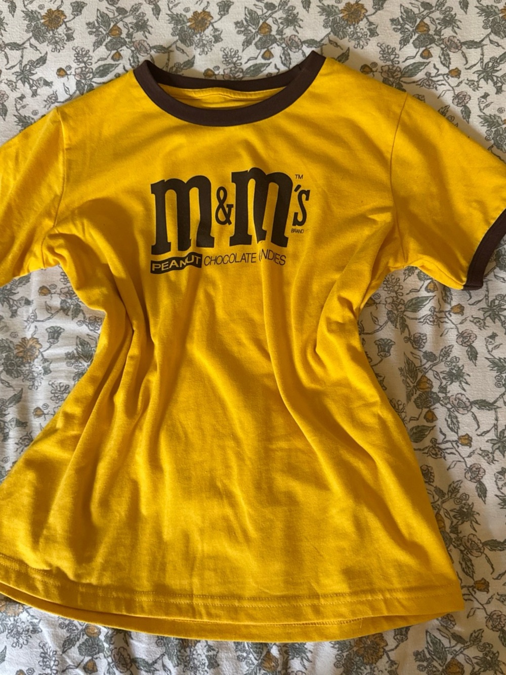 M&M'S Yellow Tee with Brown Ringer Trim